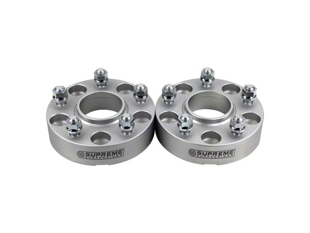 Supreme Suspensions 1.25-Inch Pro Billet Hub and Wheel Centric Wheel Spacers; Silver; Set of Two (07-18 Jeep Wrangler JK)