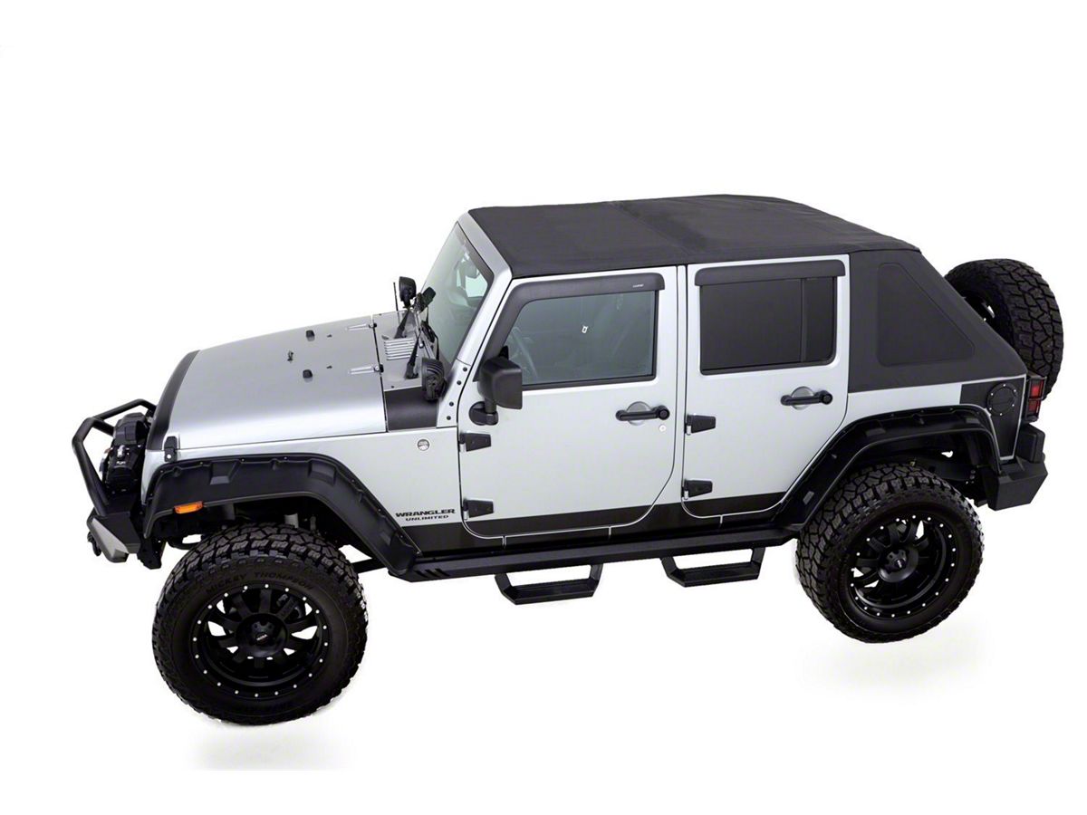 Jeep Wrangler TrailView Frameless Fastback Soft Top; Black Diamond (07-18 Jeep  Wrangler JK 4-Door) - Free Shipping