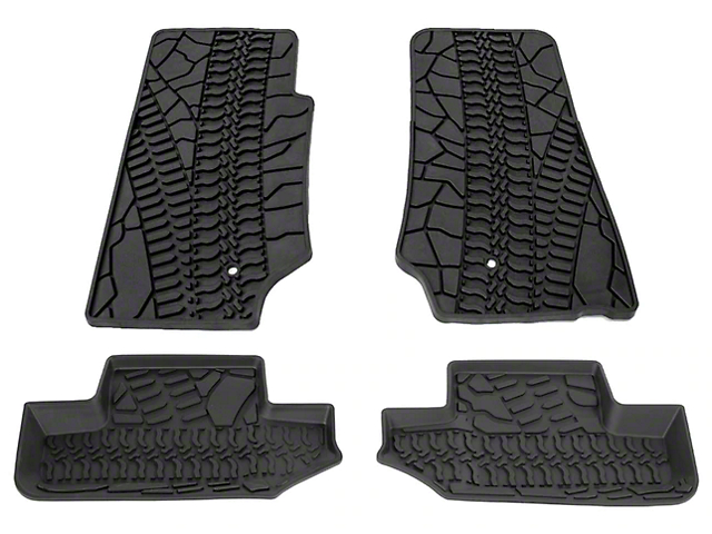 King 4WD Premium Four-Season Front and Rear Floor Liners; Black (07-13 Jeep Wrangler JK 2-Door)