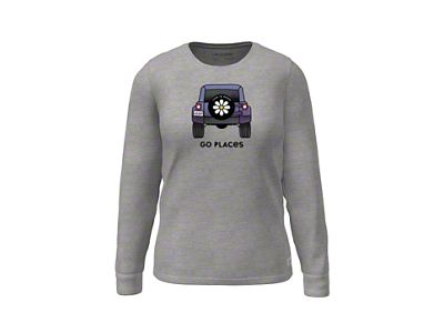 Life is Good Women's Go Places Vehicle Long Sleeve Shirt; Heather Gray