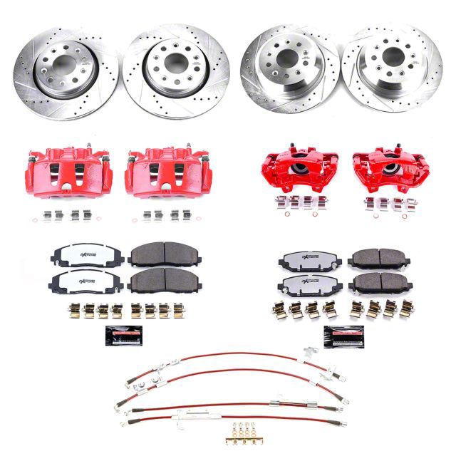 PowerStop Jeep Wrangler Front and Rear Big Brake Conversion Kit; Red