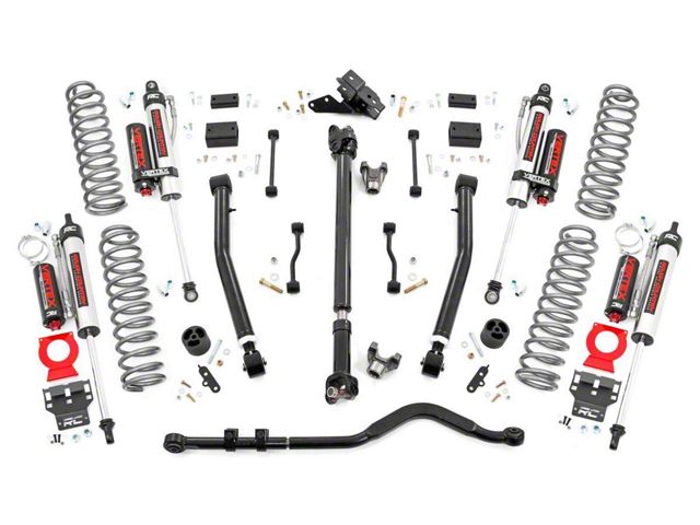 Rough Country 3.50-Inch Suspension Lift Kit with Adjustable Control Arms and Vertex Reservoir Shocks; Stage 2 (18-23 2.0L or 3.6L Jeep Wrangler JL 4-Door, Excluding Rubicon)