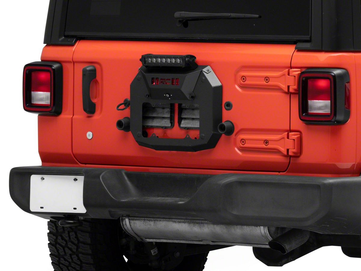Rough Country Jeep Wrangler Spare Tire Delete Kit with 8-Inch Black Series  LED Light Bar 10584 (18-23 Jeep Wrangler JL) - Free Shipping