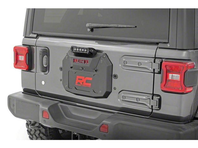 Rough Country Spare Tire Delete Kit with 8-Inch Chrome Series LED Light Bar (18-24 Jeep Wrangler JL)