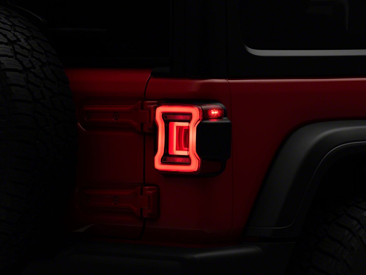 Jeep Wrangler Skyline LED Tail Lights; Black Housing; Red Lens (18-23 Jeep  Wrangler JL w/ Factory Halogen Tail Lights) - Free Shipping