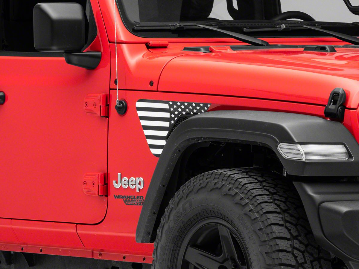 Under The Sun Inserts Jeep Wrangler Fender Vent Decals; Black and White  VNTDCL-BW-JL/JT (18-23 Jeep Wrangler JL) - Free Shipping