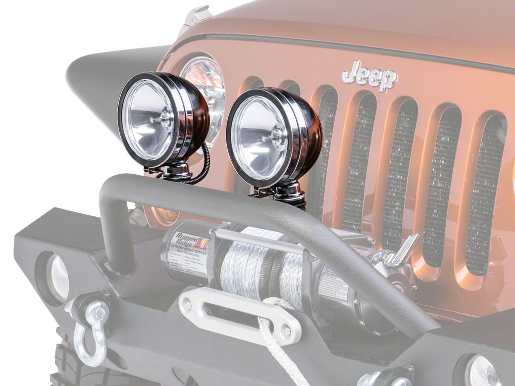 Rugged Ridge Jeep Wrangler 6-Inch Round Halogen Fog Lights; Set of Two ...