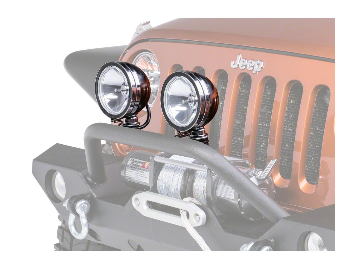 Rugged Ridge Jeep Wrangler 6-Inch Round Halogen Fog Lights; Set of Two   (Universal; Some Adaptation May Be Required) - Free Shipping