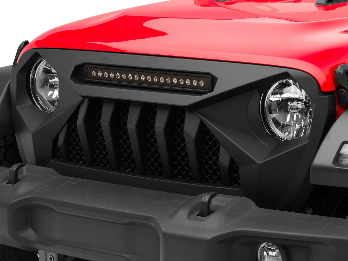 RedRock Jeep Wrangler Diamond Eye Grille with LED Light Bar J134251-JL  (18-23 Jeep Wrangler JL w/o TrailCam) - Free Shipping