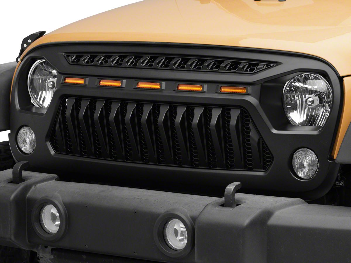RedRock Jeep Wrangler Gladiator Grille with Amber LED Lighting J134253  (07-18 Jeep Wrangler JK) - Free Shipping