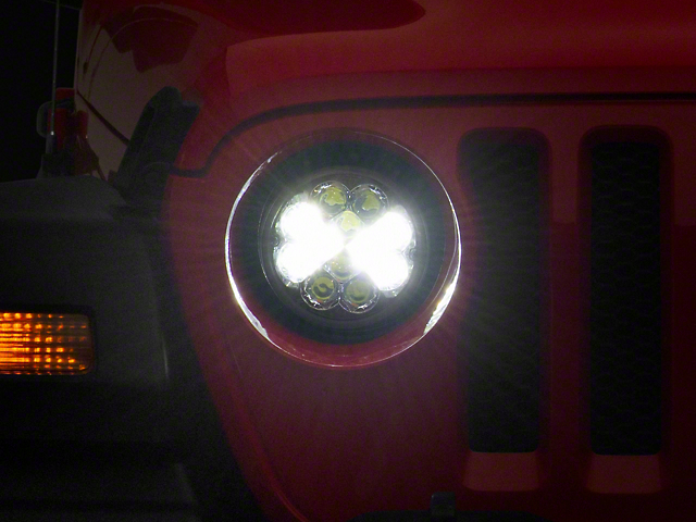Raxiom Axial Series 7-Inch Spider LED Headlights with Headlight Adapter; Chrome Housing; Clear Lens (18-23 Jeep Wrangler JL)
