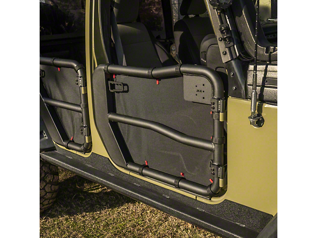 Rugged Ridge Fortis Front Tube Door Covers; Black (07-18 Jeep Wrangler JK)