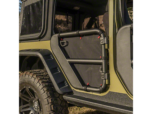Rugged Ridge Fortis Rear Tube Door Covers; Black (07-18 Jeep Wrangler JK 4-Door)