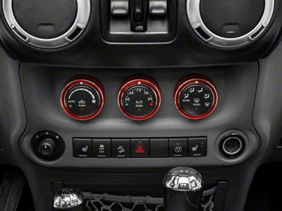 RedRock Alterum Series Billet Aluminum HVAC Control Bezels; Red (11-18 Jeep Wrangler JK)