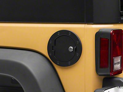 Officially Licensed Jeep Jeep Wrangler Locking Fuel Door with Printed Jeep  Logo J157747 (07-18 Jeep Wrangler JK) - Free Shipping