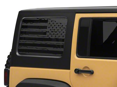 SEC10 Distressed Flag Hard Top Window Decal; Matte Black (07-18 Jeep Wrangler JK 4-Door)
