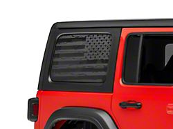 SEC10 Distressed Flag Hard Top Window Decal; Matte Black (18-22 Jeep Wrangler JL 4-Door)