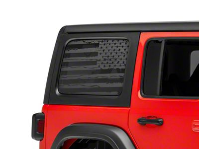 SpeedForm Distressed Flag Hard Top Window Decal; Matte Black (18-24 Jeep Wrangler JL 4-Door)
