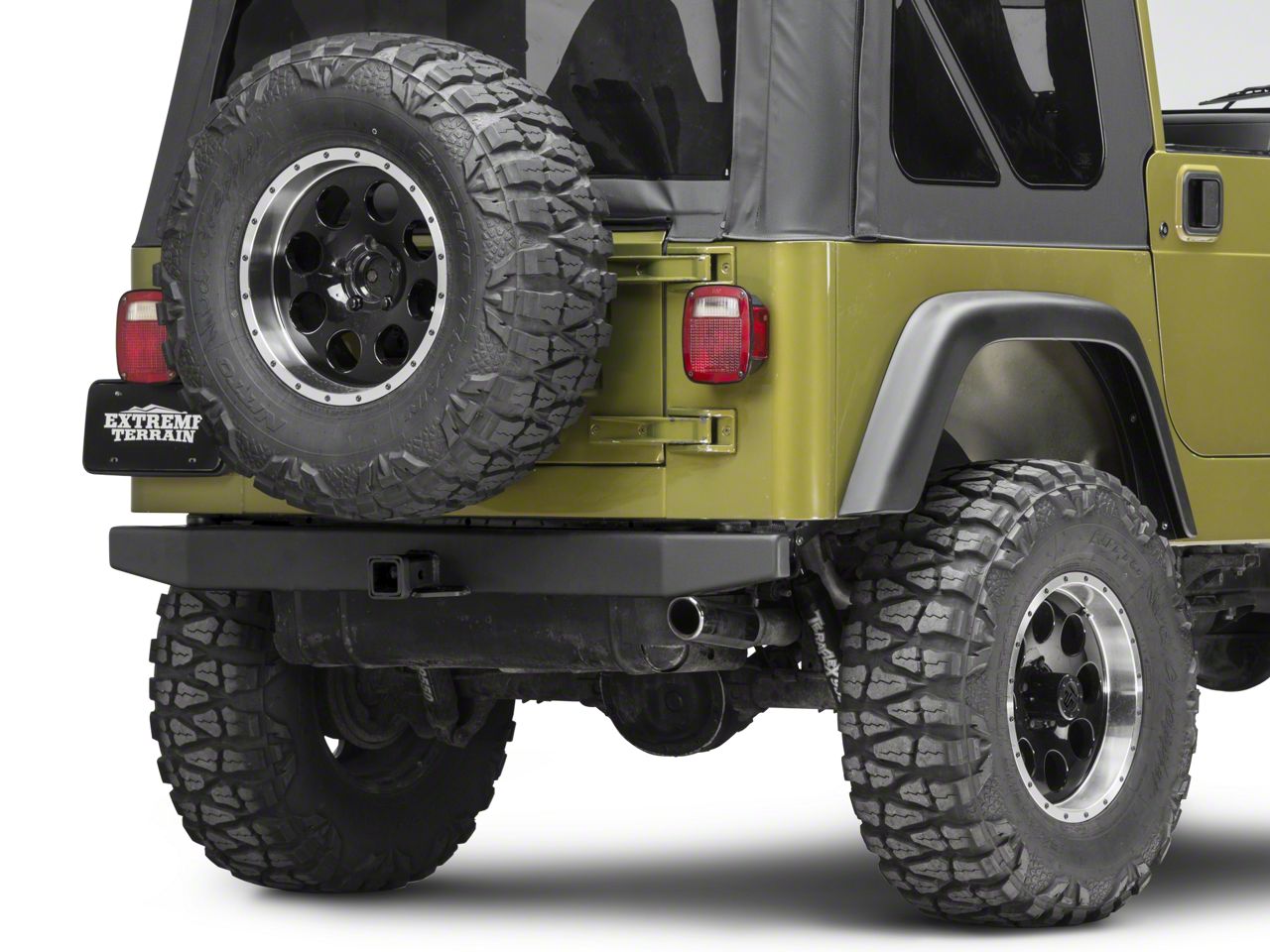 Olympic 4x4 Wrangler 57 in. Rock Rear Bumper w/ Hitch - Textured Black ...