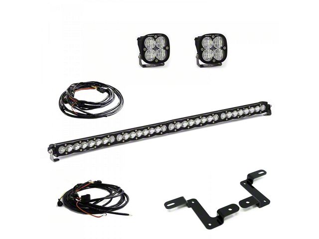 Baja Designs Squadron Sport LED Lights and 40-Inch LED Light Bar with Cowl Mounting Brackets (18-24 Jeep Wrangler JL)
