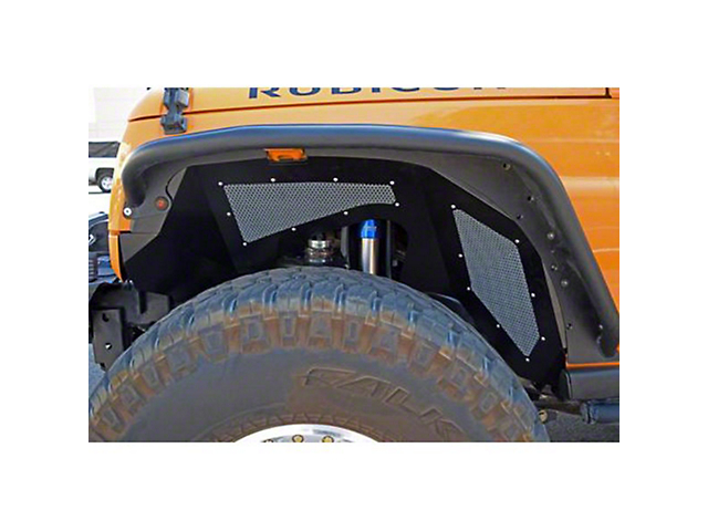 DV8 Offroad Aluminum Inner Fender Flares; Front; Black (07-18 Jeep Wrangler JK)
