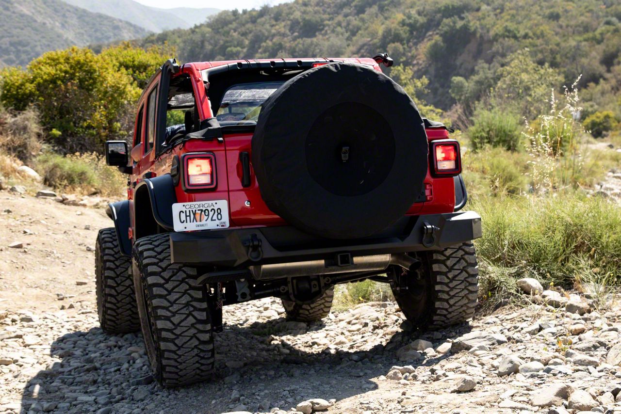 RED ROCK Outline Logo Spare Tire Cover; 30-Inch Tire Cover Compatible with 66-18 Jeep CJ5, CJ7, Wrangler YJ, TJ ＆ JK - 3