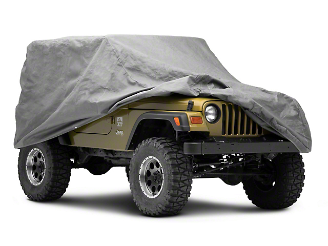 4-Layer Breathable Full Car Cover; Gray (76-06 Jeep CJ5, CJ7, Wrangler YJ & TJ, Excluding Unlimited)