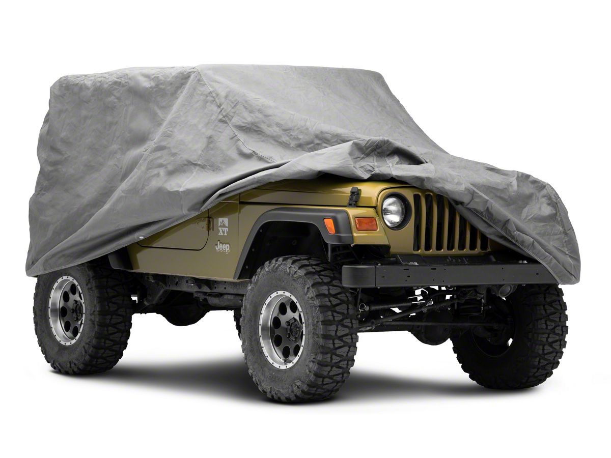 Jeep Wrangler 4-Layer Breathable Full Car Cover; Gray (76-06 Jeep CJ5, CJ7,  Wrangler YJ & TJ, Excluding Unlimited)