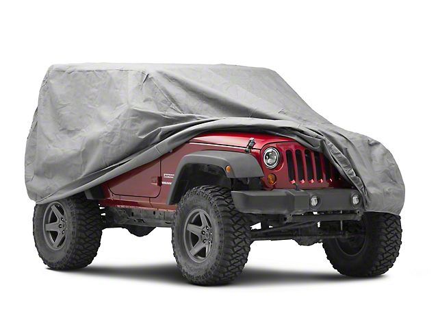 4-Layer Breathable Full Car Cover; Gray (07-23 Jeep Wrangler JK & JL 2-Door)