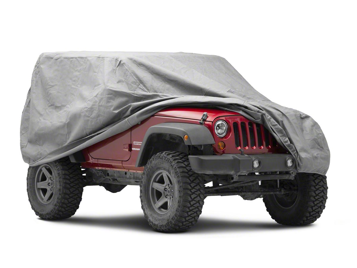Jeep Wrangler 4-Layer Breathable Full Car Cover; Gray (07-23 Jeep Wrangler  JK & JL 2-Door) - Free Shipping