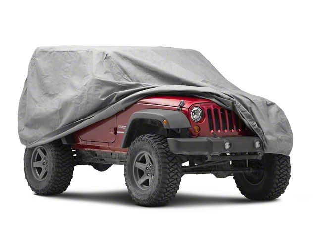 4-Layer Breathable Full Car Cover; Gray (07-24 Jeep Wrangler JK & JL 2-Door)