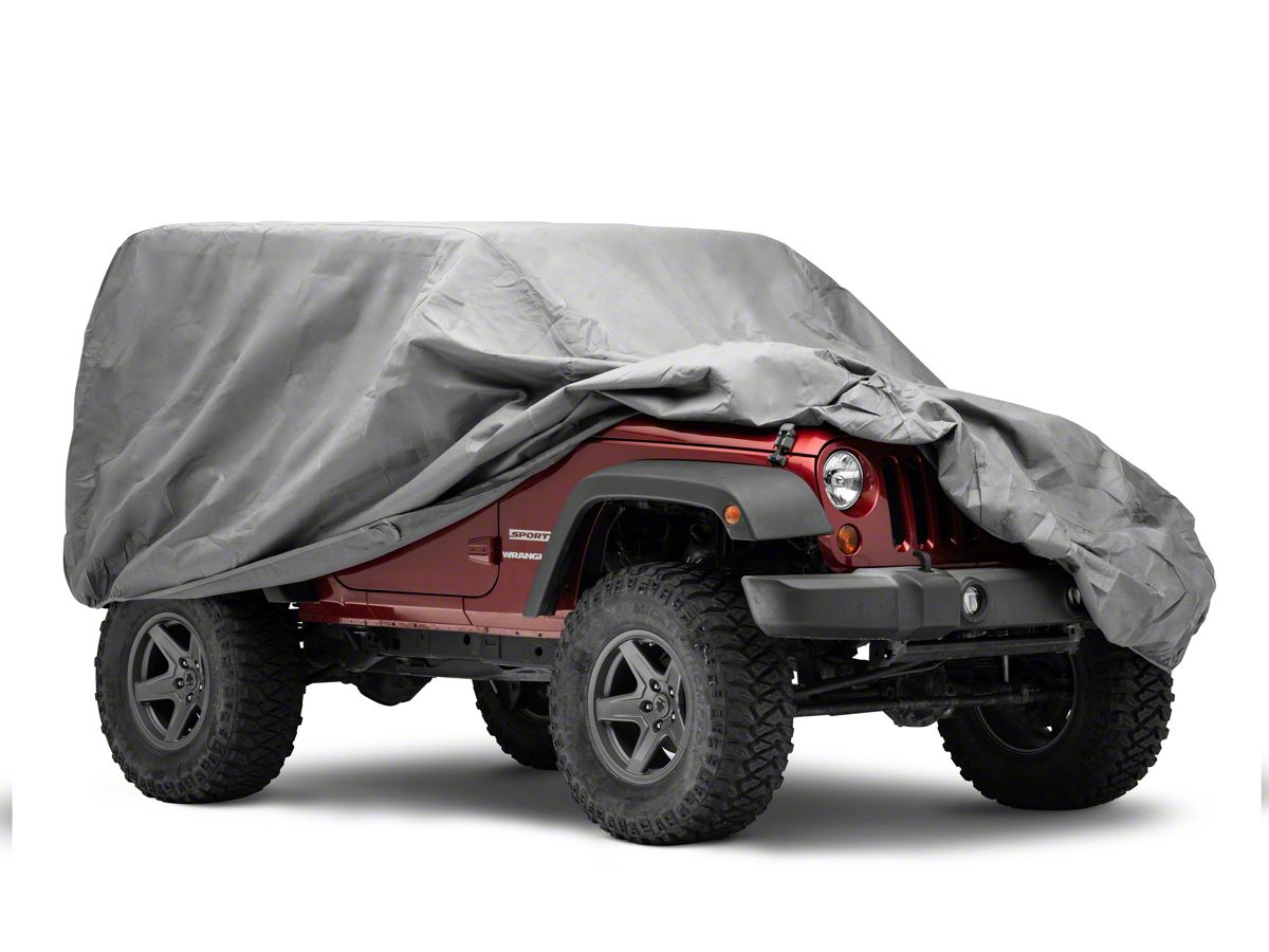 Jeep Wrangler 4-Layer Breathable Full Car Cover; Gray (07-18 Jeep Wrangler  JK 4-Door) - Free Shipping
