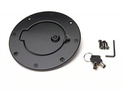 Billet Style Locking Fuel Door; Black (07-18 Jeep Wrangler JK)