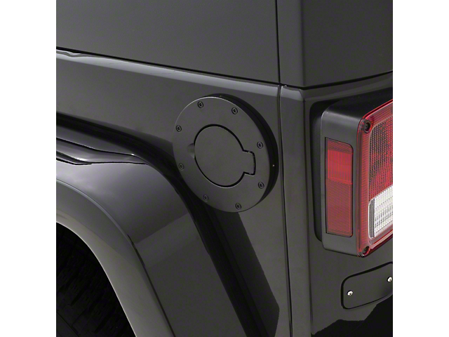 Billet Style Non-Locking Fuel Door; Textured Black (07-18 Jeep Wrangler JK)