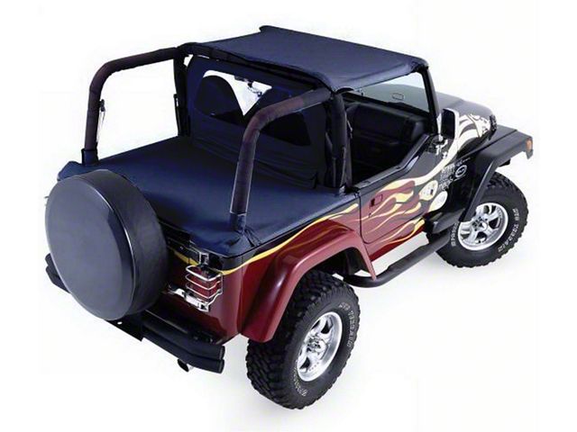 Cab Soft Top and Tonneau Cover with Tinted Windows; Black Denim (92-95 Jeep Wrangler YJ w/ Half Doors)