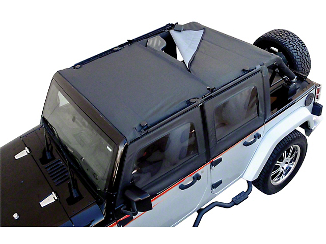 Combo Brief Extended Topper with Zip Out Rear Section; Black Diamond (07-18 Jeep Wrangler JK 2-Door)