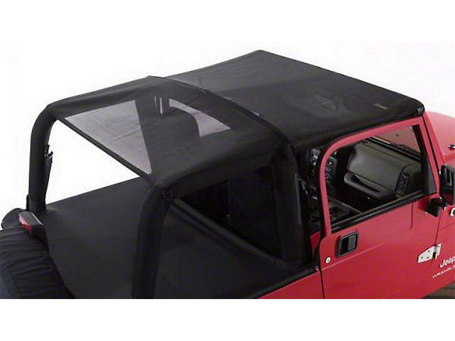 Combo Brief Extended Topper with Zip Out Rear Section; Black Mesh (07-18 Jeep Wrangler JK 2-Door)