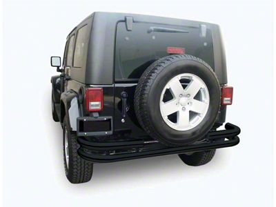 Double Tube Rear Bumper; Textured Black (07-18 Jeep Wrangler JK)
