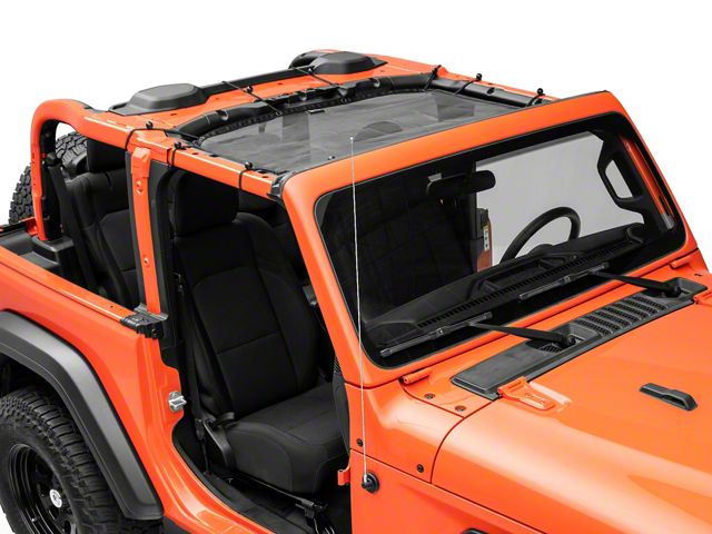 Extended Mesh Shade Top; Black Mesh (18-24 Jeep Wrangler JL 2-Door)