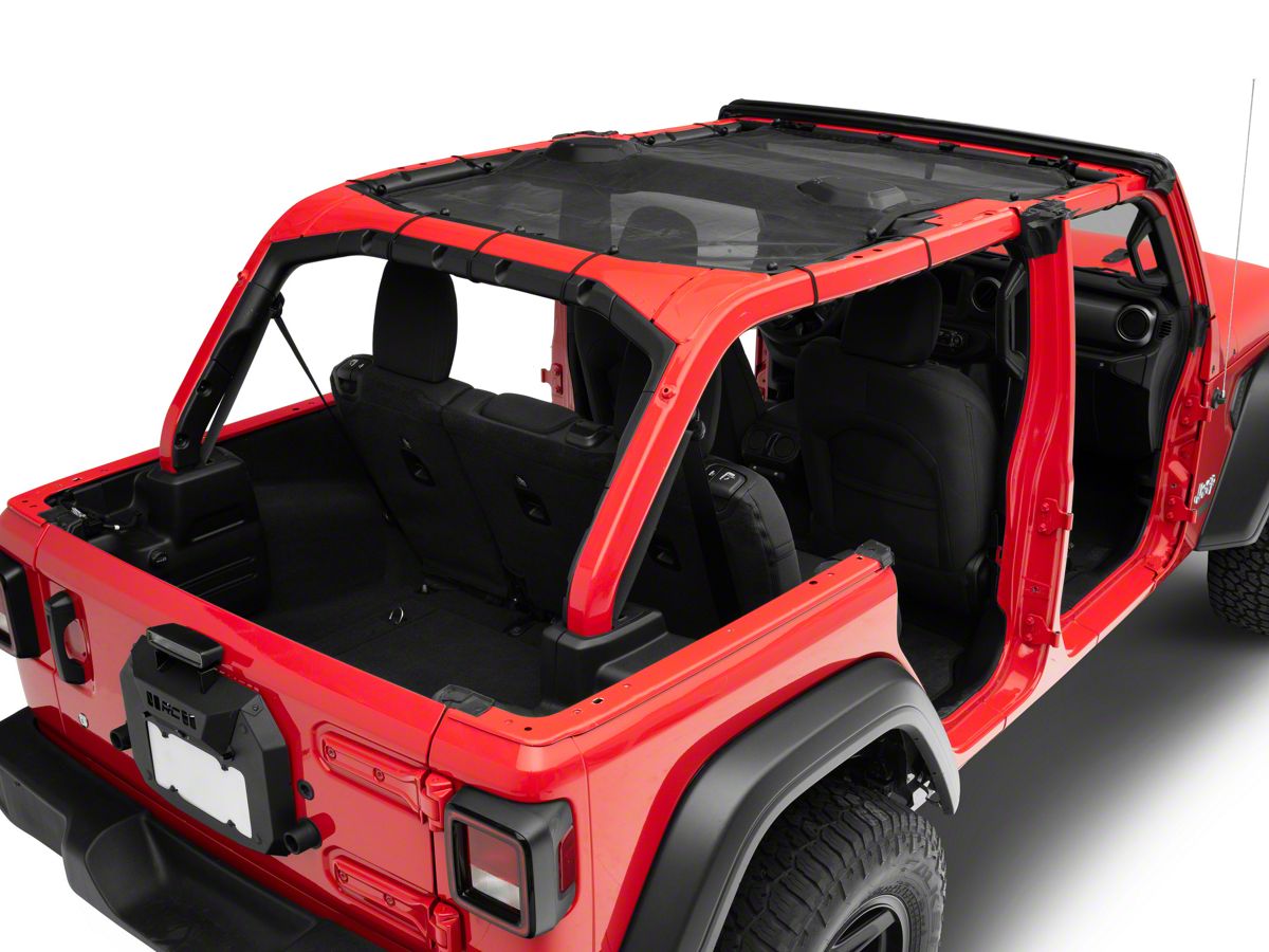 JL Sunshade Mesh Shade Top Cover for 4 Door 2018 2019 Jeep Wrangler JL Accessories Black Without Logo