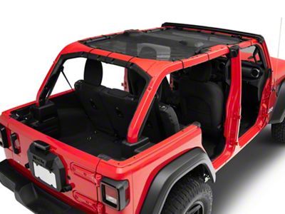 Extended Mesh Shade Top; Black Mesh (18-24 Jeep Wrangler JL 4-Door)