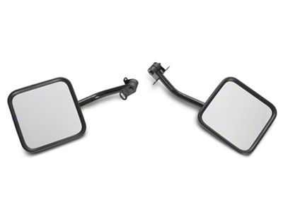 Factory Style Replacement Mirrors; Black (76-95 Jeep CJ5, CJ7 & Wrangler YJ)