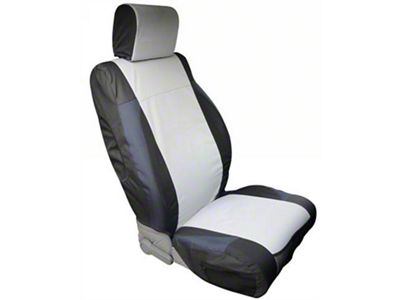 Polycanvas Front Seat Covers; Black/Gray (07-18 Jeep Wrangler JK)