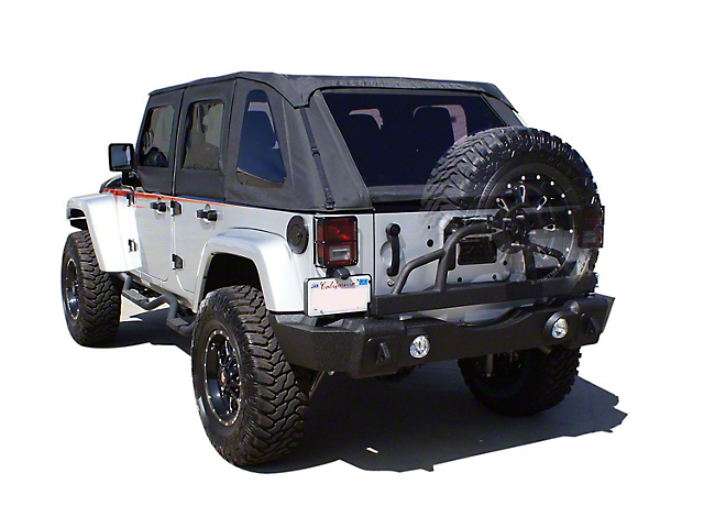 Recovery Rear Bumper with Swing Away Tire Mount; Textured Black (07-18 Jeep Wrangler JK)