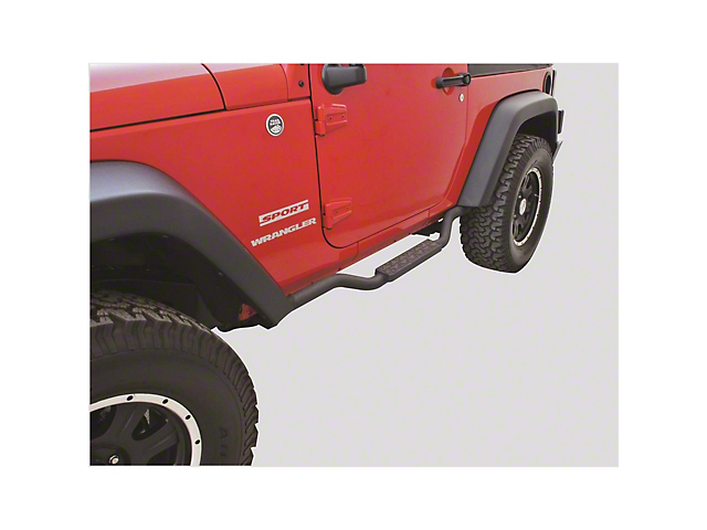Slimline 2-Inch Drop Side Step Bars; Textured Black (07-18 Jeep Wrangler JK 2-Door)