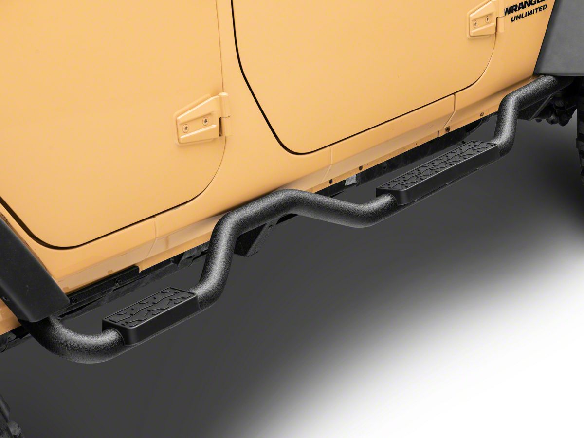 Jeep Wrangler Slimline 2-Inch Drop Side Step Bars; Textured Black (07-18 Jeep  Wrangler JK 4-Door) - Free Shipping