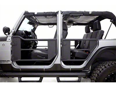 Trail Doors with Removable Mesh Net; Textured Black (07-18 Jeep Wrangler JK 2-Door)