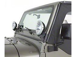 Windshield Hinge Light Mounting Brackets; Black (97-06 Jeep Wrangler TJ)