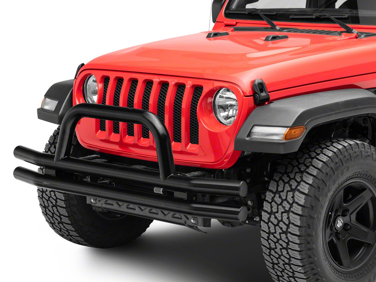 Jeep Wrangler Double Tube Front Bumper With Hoop; Black (18-24 Jeep 