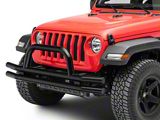 Double Tube Front Bumper with Hoop; Black (18-26 Jeep Wrangler JL)